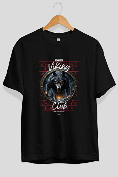 Ankhises Viking Mythology 28 Pre-Printed Black Oversize T-Shirt Men Women Cot...