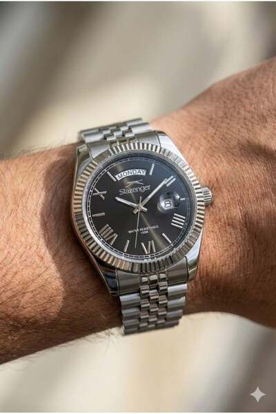 Slazenger 41mm Stainless Steel Case Men's Wristwatch |   Steel Band, Day Date...