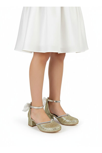 PATİK BEBE Girls' Stylish Evening Dress Shoes with Shiny Details and Bows, Co...