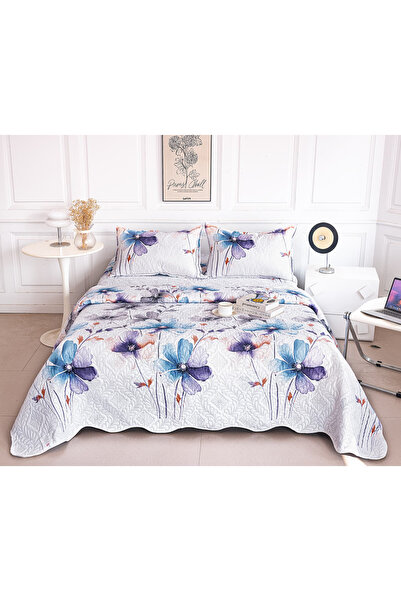 FIONNA.RO Double-Sided Quilted Cotton Blanket - Flowers in Bouquets