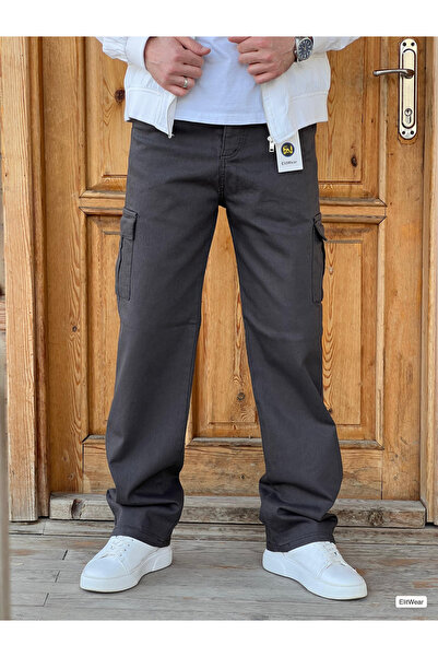 ElitWear Erkek Kargo Cepli Baggy Gabardin Beli Kemerli Pantolon
