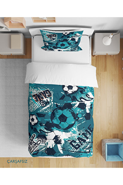 Erays Home Football Themed 3D Digital Printed Single Bed Sheetless Teenage Bo...