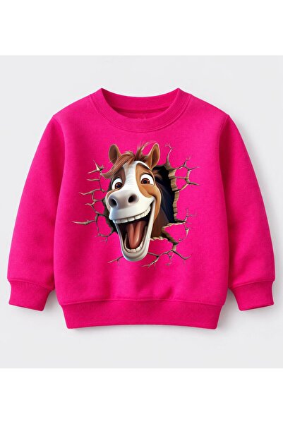 Efendioğlu Design Hanorac din bumbac cu imprimeu 3D cu imaginea unui cal zâmb...