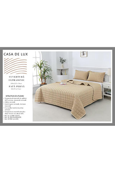 FIONNA.RO 3-Piece Premium Cotton Quilted Solid Color Duvet Cover - Cream