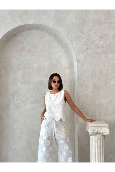 VERYMODA Bluză brodată fără mâneci - Stone |   D2872