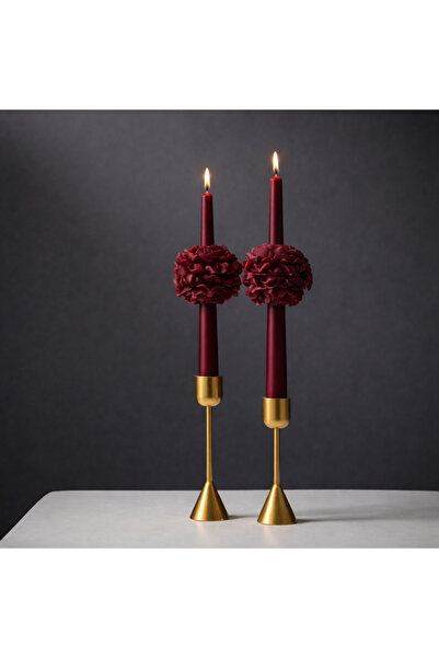 Candle Vanilya Kokulu Şamdan Mum 2 Adet Şakayıklı Şamdan Mumu (Şamdanlar Hariç)