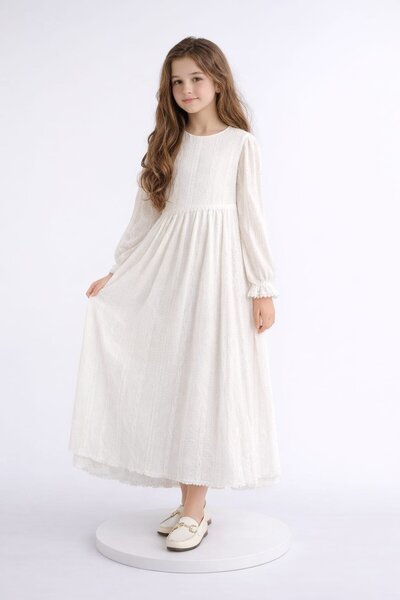 Tarz Çocuk Teenage Girl's Hijab Special Occasion Dress – Lace and Guipure Det...