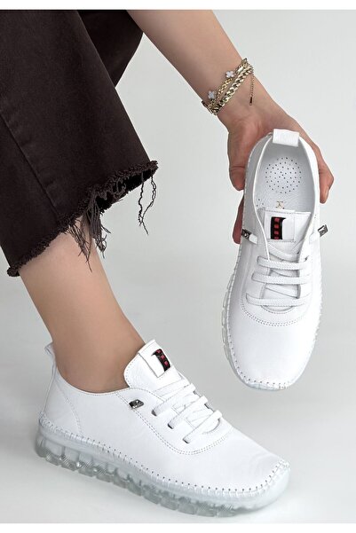 Lisinya Jiten White Leather Lace-Up Sneakers - Tygoo
