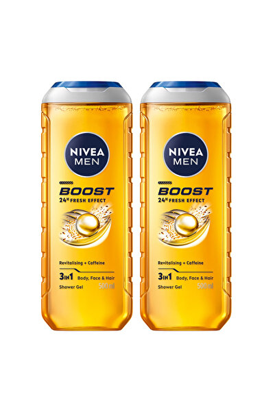 NIVEA Set of 2x Energy Boost Shower Gel for Men, 500 ml
