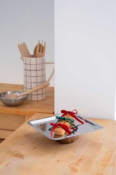 Nacario Nrcrioshop & Metal Square Serving/Presentation Tray with Wooden Legs ...