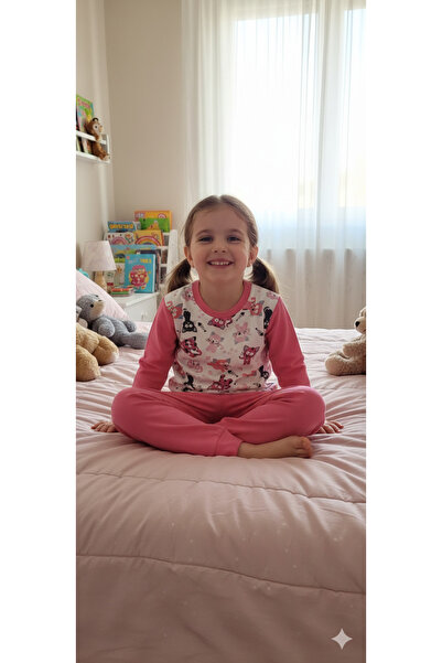 CUBBUX Детски памучен комплект пижама с дълги ръкави и шарки