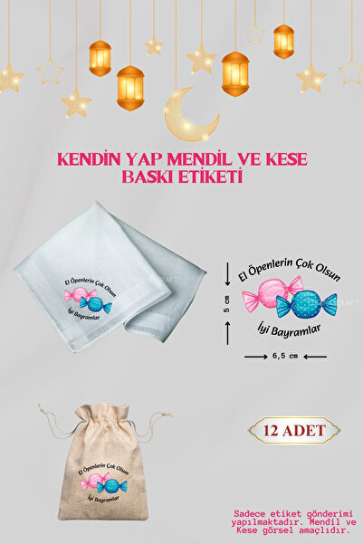 Burak Baskı Tasarım Pembe Mavi Şeker Mendil ve Kese Baskı Kağıdı, Kumaşa Ütü ...