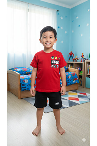ALYAKİDS Boy's Red T-Shirt Cotton Avengers Marvel Printed T-Shirt with Patter...