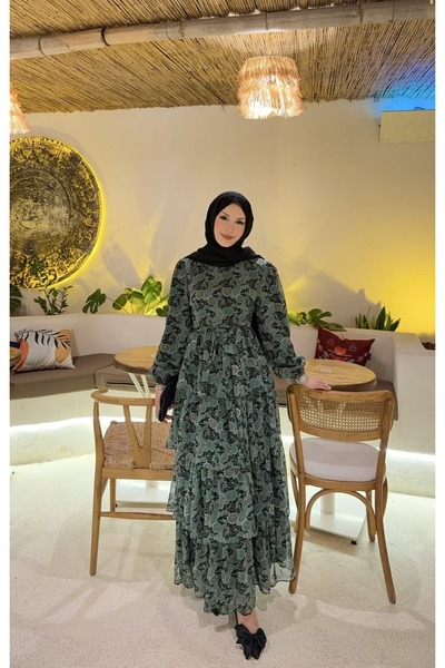 ZARERA فستان ماكسي مطبوع بطبقات متعددة