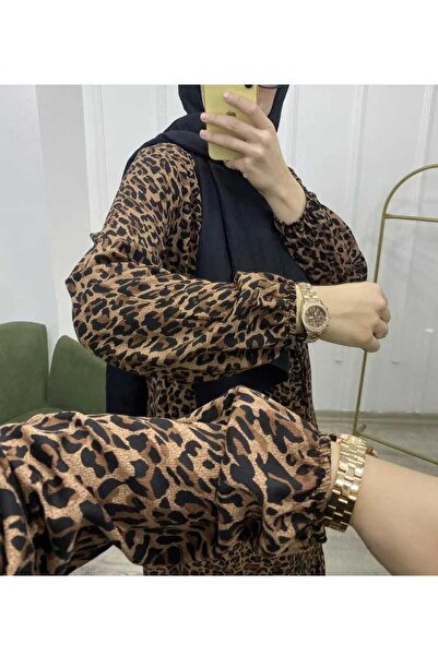 MODELİSA LEOPAR DESEN BELMANDO VISKON ELBİSE
