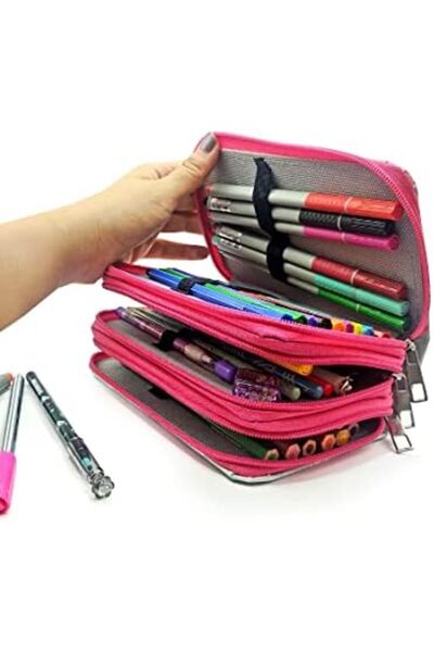 Nacario Nrcrioshop Pencil Case Pink Organizer Pencil Case Vegan Leather Three...