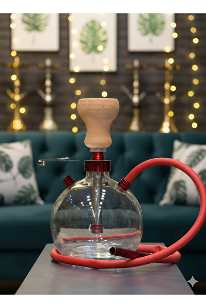 DR KARAM HOOKAH Mini Cam Kırmızı Nargile Takımı – Taşıma Çantalı, Hortum .Maş...