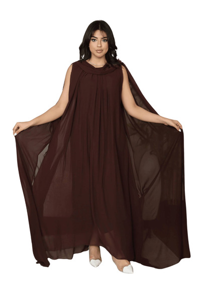 TREN Maternity Chiffon Cape Gown Long Dress for Eid Ramadan & Baby Shower Pho...