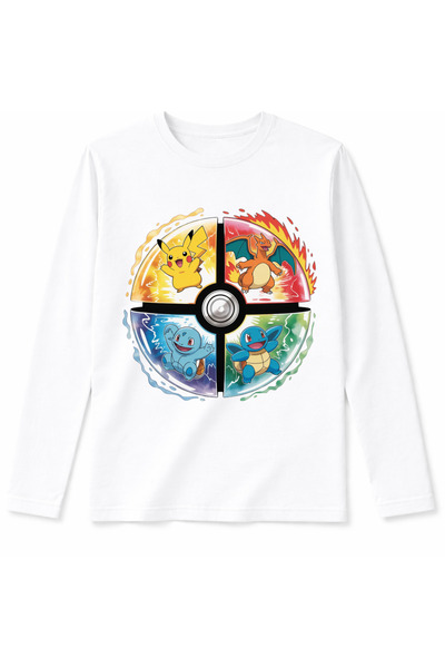Efendioğlu Design Long-Sleeved T-Shirt with 4-Character Poketop Print
