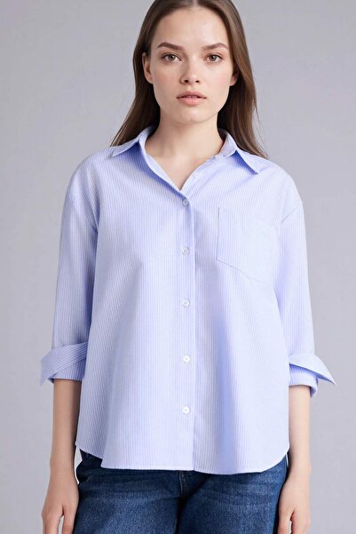 DeFacto Oversized Striped Oxford Shirt G9806Ax26Sp