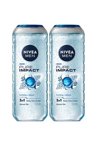 NIVEA Set 2x Impact Purifyng 3 in 1 Shower Gel, 500ml