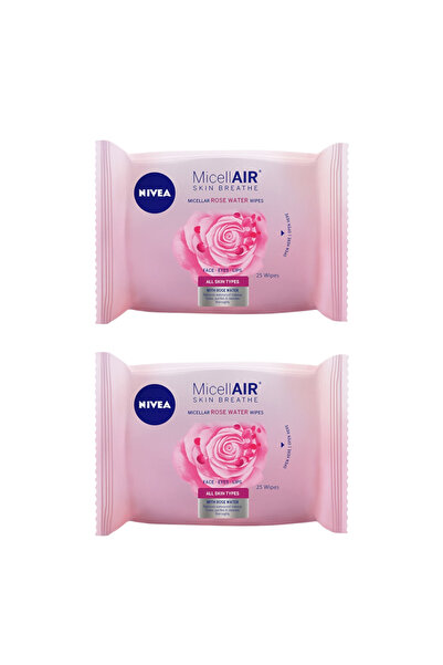 NIVEA Set 2x Micellair Rose Water Cleansing Wipes, 25 pieces