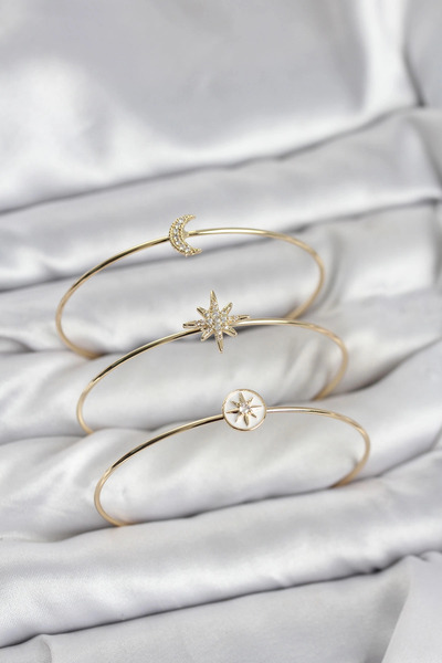 Nacario Mey Import ®   Gold Color Zircon Stone Pole Star Model 3-Piece Women'...