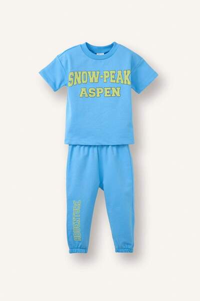 DeFacto Slogan Printed Sweatshirt Fabric 2-Piece Set for Baby Boy G6690A526Sm