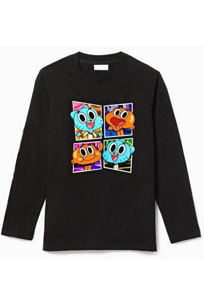 Efendioğlu Design Tricou din bumbac cu mânecă lungă, cu imprimeu foto Gumball...