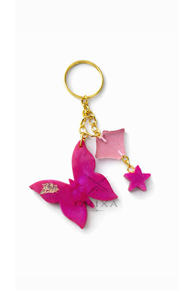 orixa Butterfly Keychain - Bag Charm (Fuchsia - Star)