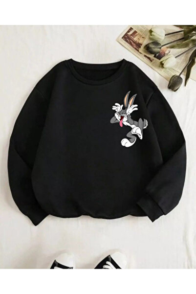 SERAH BUTİK Παιδικό φούτερ με στάμπα κουνελιού, 3 κλωστών