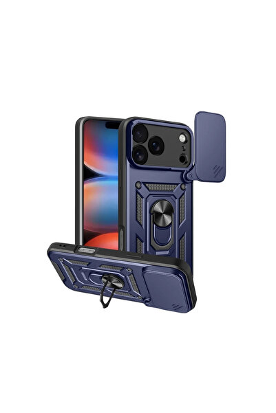 xirshop غطاء سيليكون لهاتف آيفون 17 برو ماكس مع حلقة للعدسة - أزرق داكن