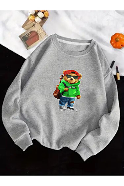 SERAH BUTİK Παιδικό φούτερ με στάμπα αρκουδάκι με 3 κλωστές