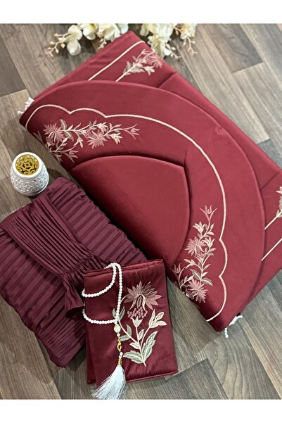 Al Ghazal طقم صلاة فاخر يشتمل على سجادة مبطنة مطرزة، وشرشف صلاة مكسر، وبيت لل...