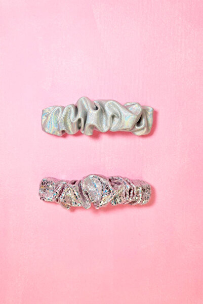 patlangaç Pembe Parlak Otomatik Klips Toka 2'li Set – Holografik Gümüş Saç To...