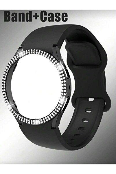 SAAFİ Set Carcasă + Curea Samsung Galaxy Watch 6 40mm – Negru Elegant cu Pietricele