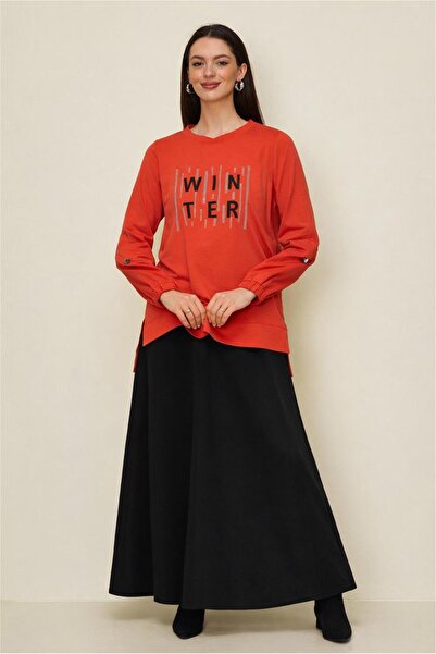 Alvina Stone Printed Double Skirt Track Suit Set 43389