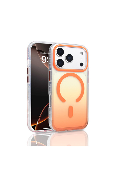 Paladyum Case iPhone 17 Pro Compatible Transparent Color Gradient Orange Taur...