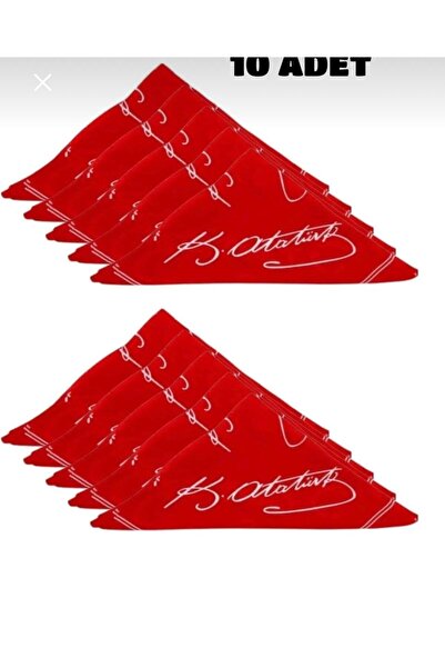 Yuchicly 10 Pieces of Ataturk Signed Red Bandana Scarf 50X50 cm