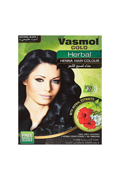 Vasmol صبغة شعر سوداء عشبية ذهبية بالحناء، عبوة 6×10 جرام