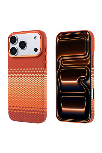Paladyum Case iPhone 17 Pro Compatible Slim Carbon Fiber Orange Brown Nekst C...