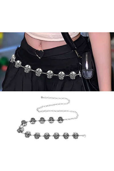 Köstebek Skull Metal Waist Chain Waist Belt Chain Belt