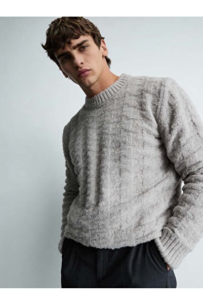 Atelier Old Money Textura Slim Fit Gri Kazak FW5852