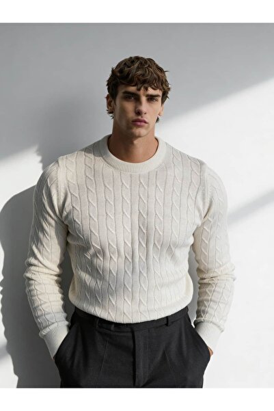 Atelier Old Money Cable Knit Beyaz Triko Kazak FW5751