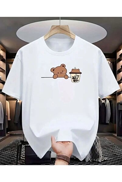 ship master Χαριτωμένο μπλουζάκι με στάμπα αρκουδάκι, λευκό unisex, 100% βαμβ...