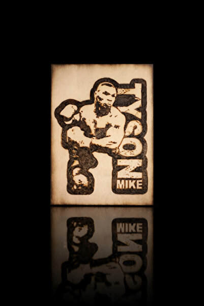Mike Tyson Ahşap Yakma Tablo – El Yapımı Duvar & Masa Dekoru (21x15 cm)