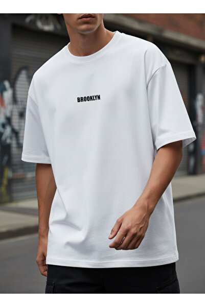 ship master Tricou unisex alb cu imprimeu Brooklyn, 100% bumbac, supradimensi...