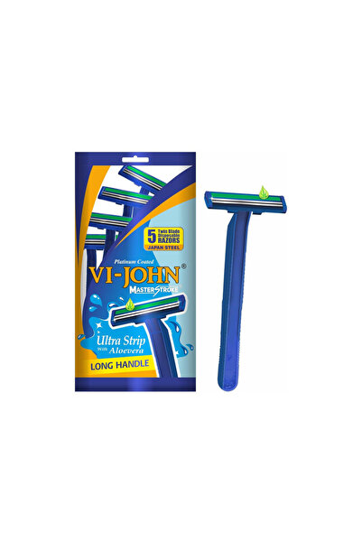Vi John Vi-John Master Stroke Ultra Strip With Aloevera Razor Pouch Pack 5Pcs