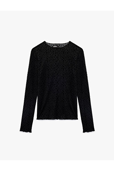 Koton Tricou cu mânecă lungă și guler rotund, pachet de cu buline transparent...