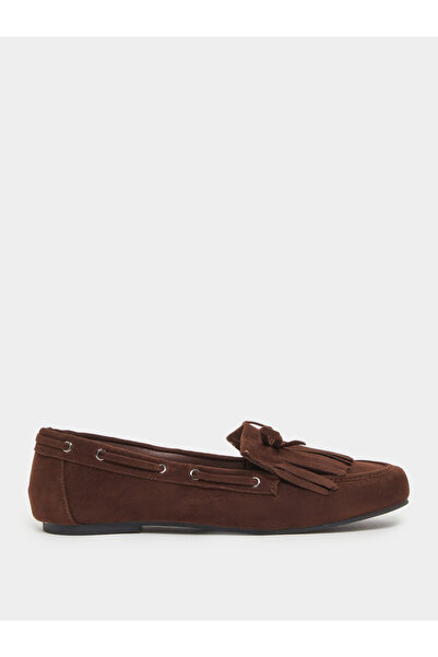 Styli Brown Suede Tassel Moccasin Loafers